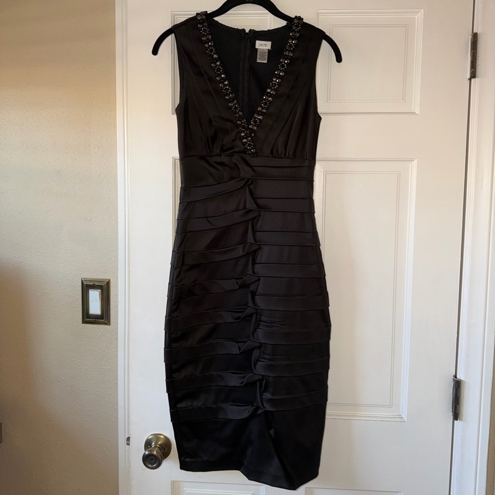 Cache Black Ruched Midi Dress - Picture 2 of 5